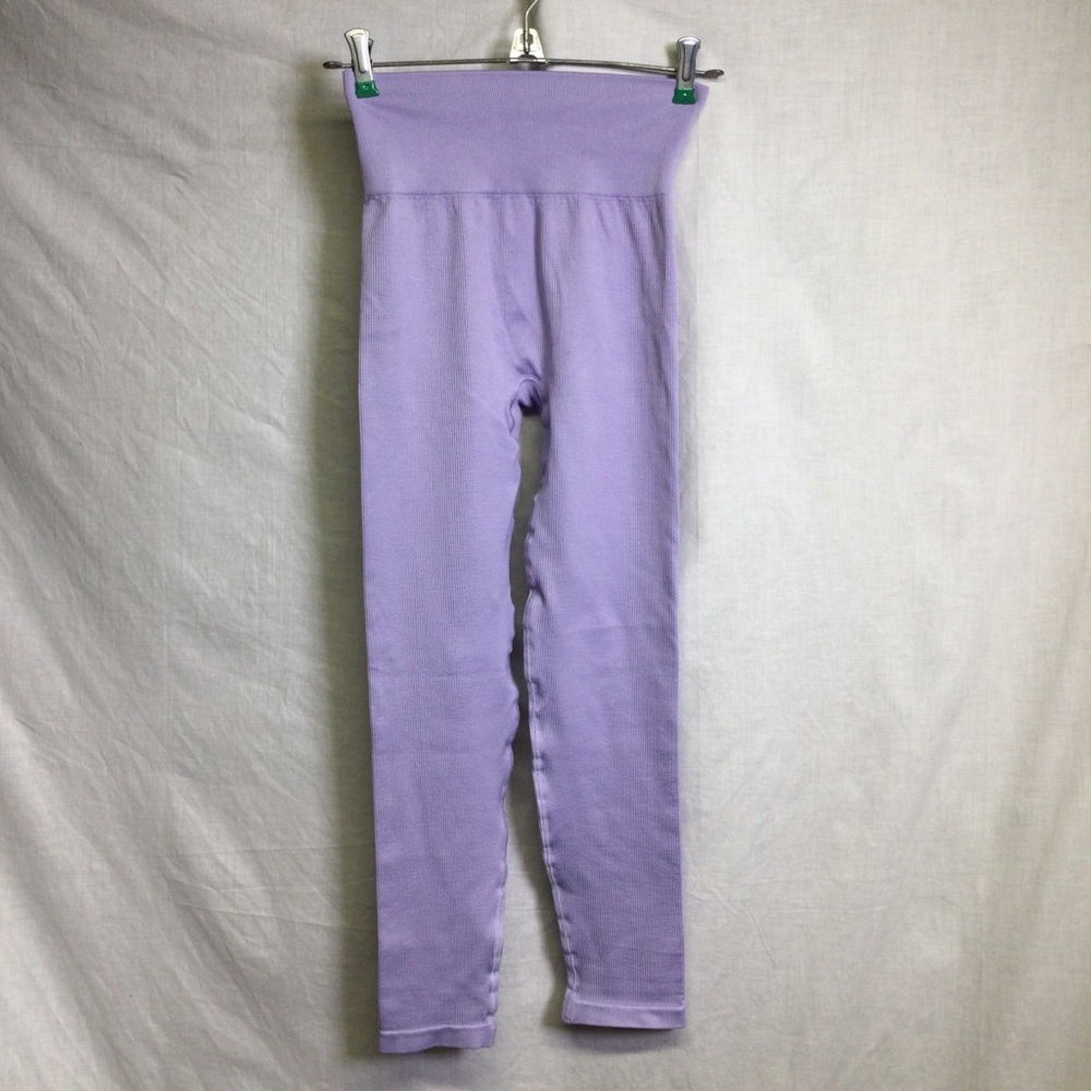 Sisterly Tribe Women’s Ribbed Seamless Leggings Lavender Sz S